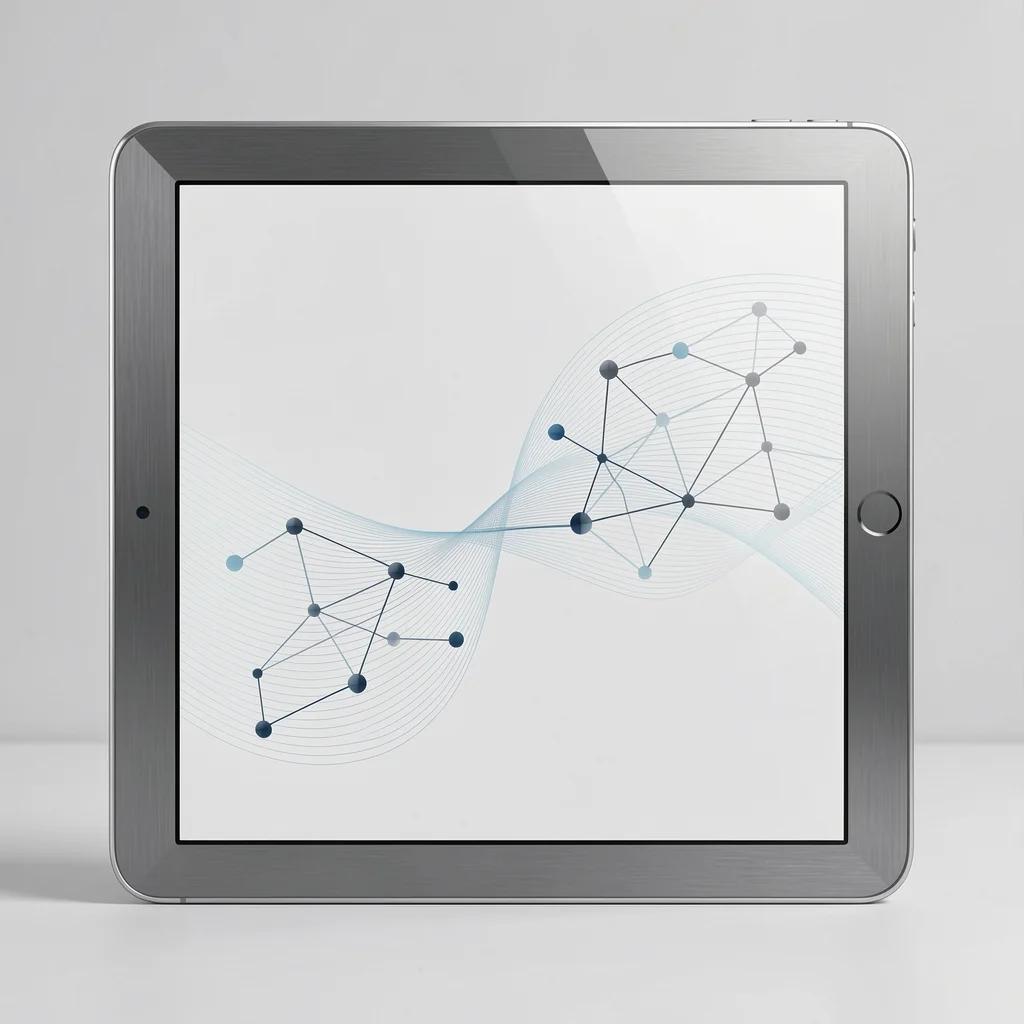Tablet com dashboard abstrato representando automação contábil