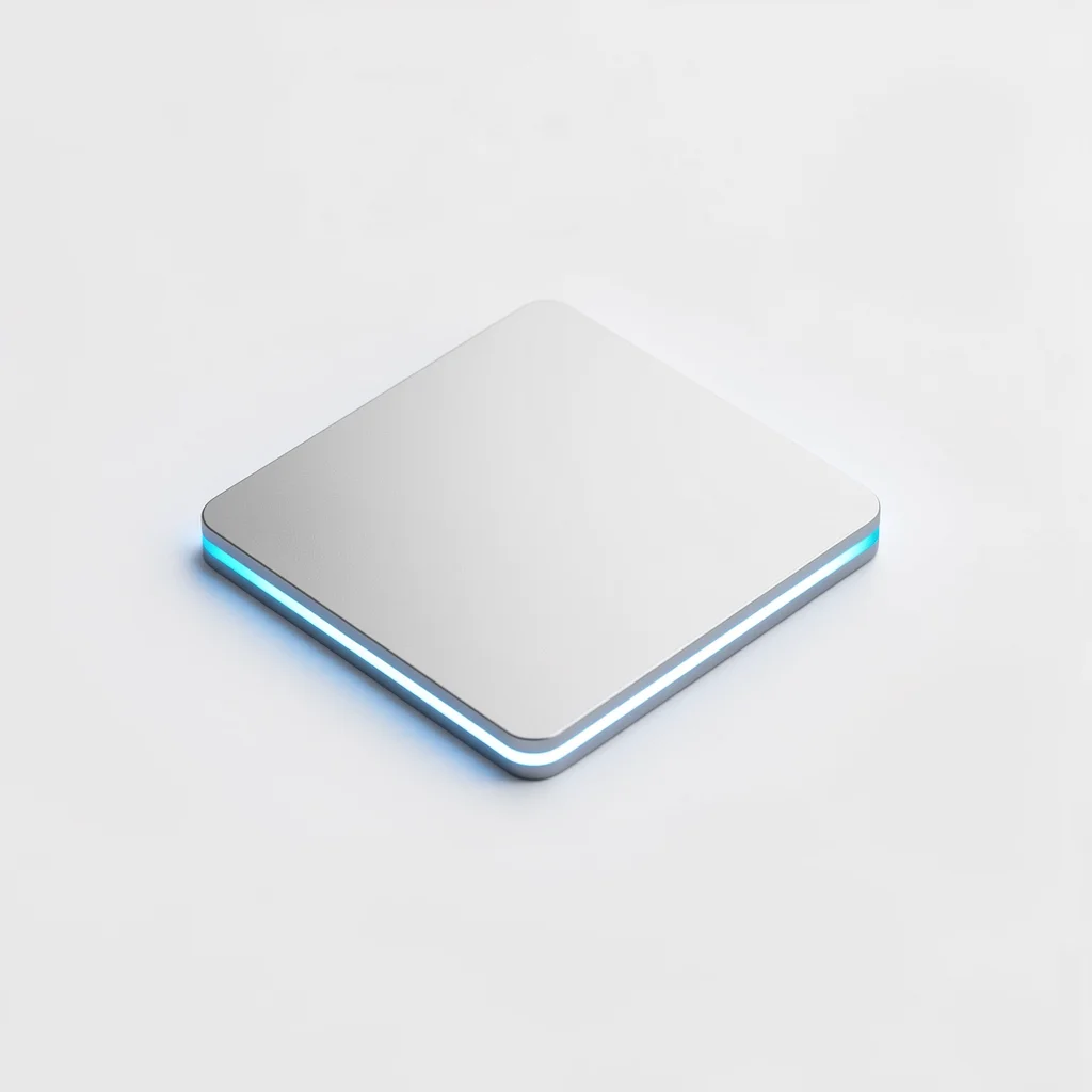 Carteira de hardware para criptomoedas em metal escovado com detalhe em LED azul