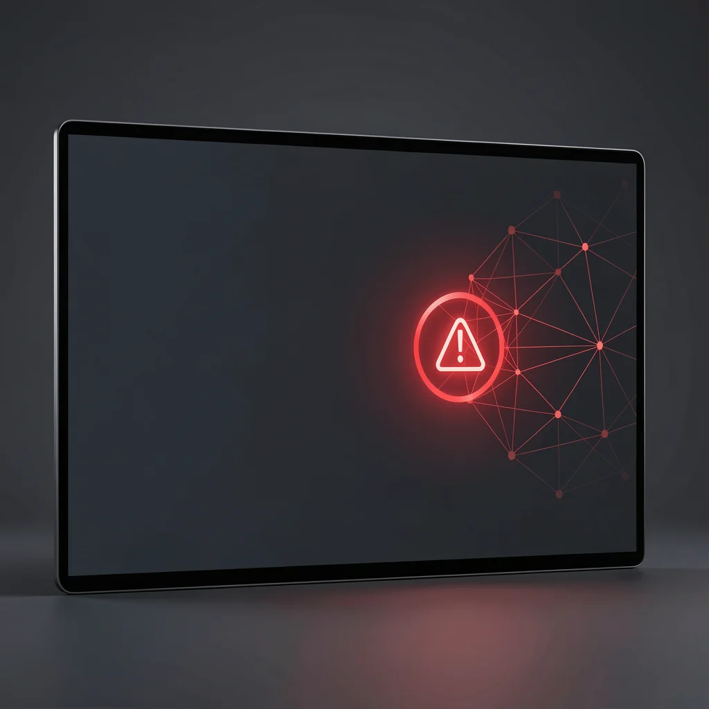 Dashboard minimalista com gráfico abstrato e destaque vermelho indicando erro de SEO, representando detecção de conteúdo raso
