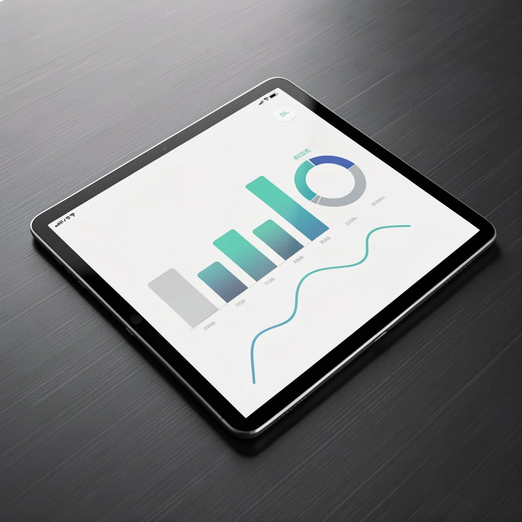 Dashboard analítico minimalista em um dispositivo premium, focado em otimização de funil.