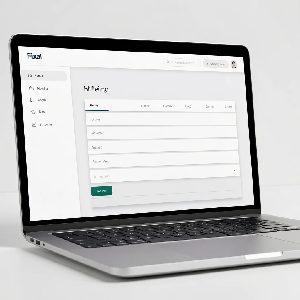 Captura de tela de um laptop exibindo um formulário de declaração de imposto de renda minimalista, sem texto, com design limpo e profissional.