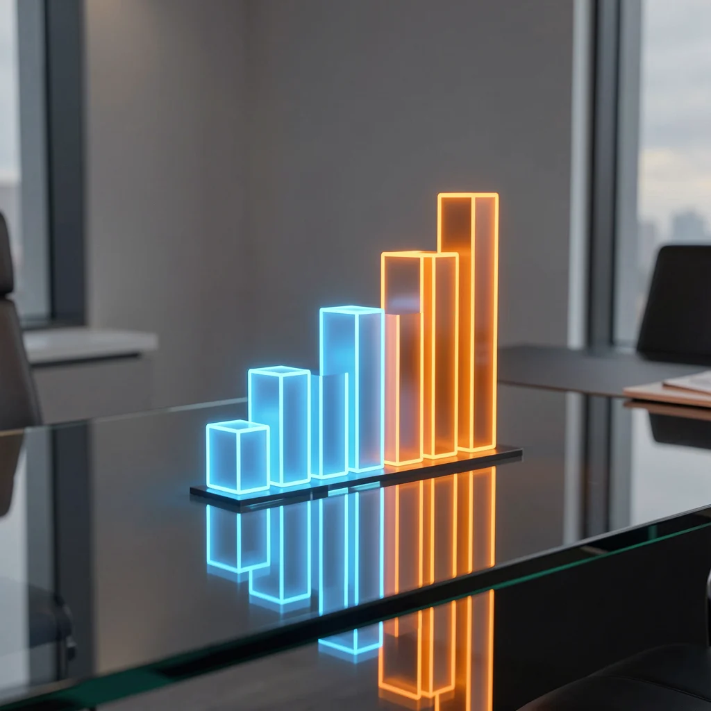 Gráfico de barras moderno representando o retorno sobre investimento em mineração de criptomoedas