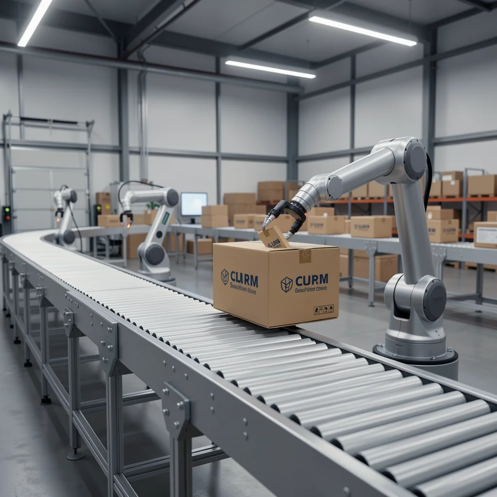 Logística outbound moderna com robótica e embalagem de produtos