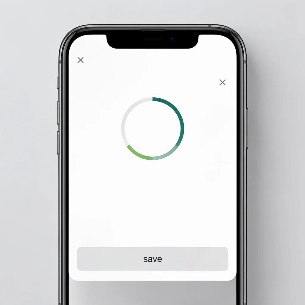 Tela de celular com interface de edição carregando e botão salvar desabilitado