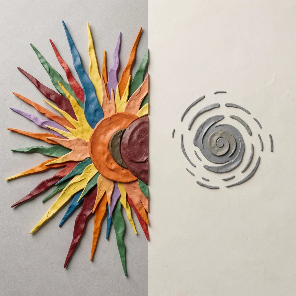 Representação visual de forças opostas entre estratégia de empurrar e atrair
