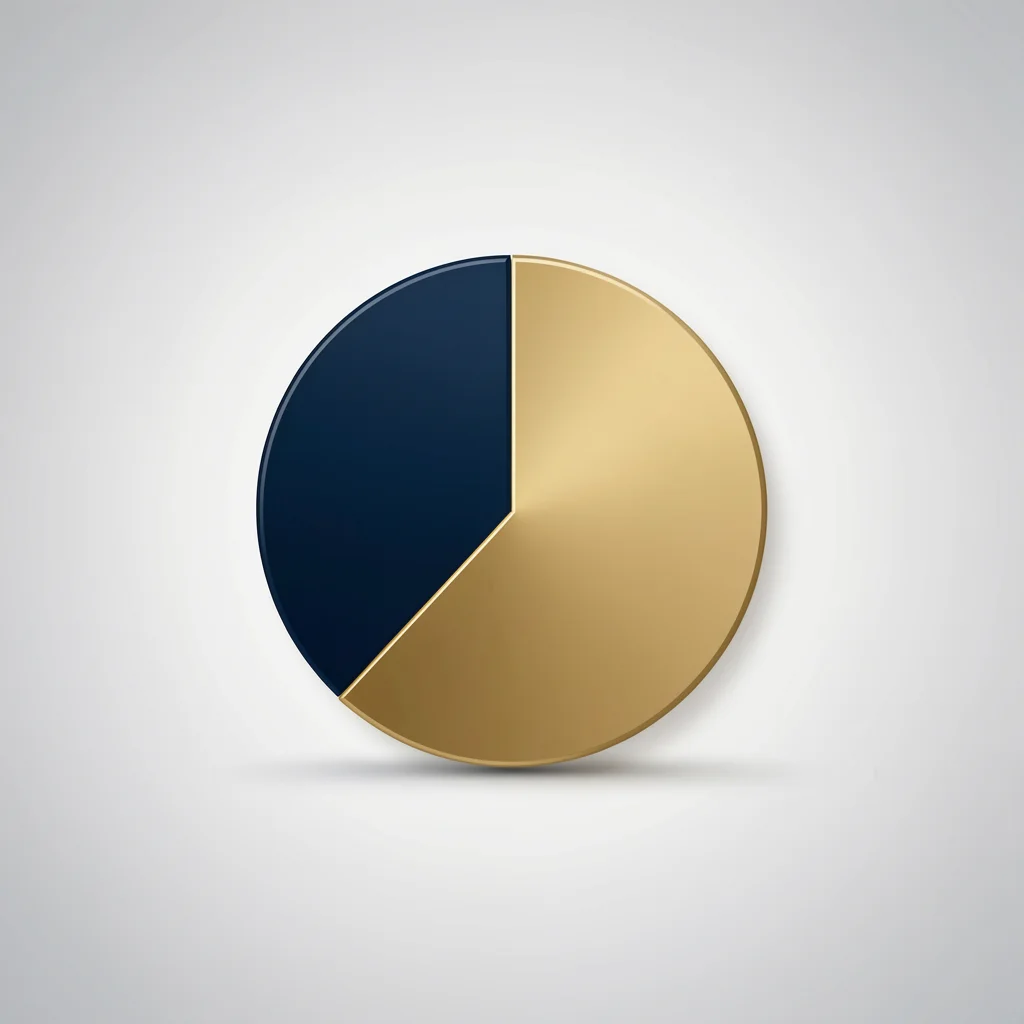 Gráfico de pizza minimalista com duas metades iguais, representando a divisão de 50% entre TikTok e criador