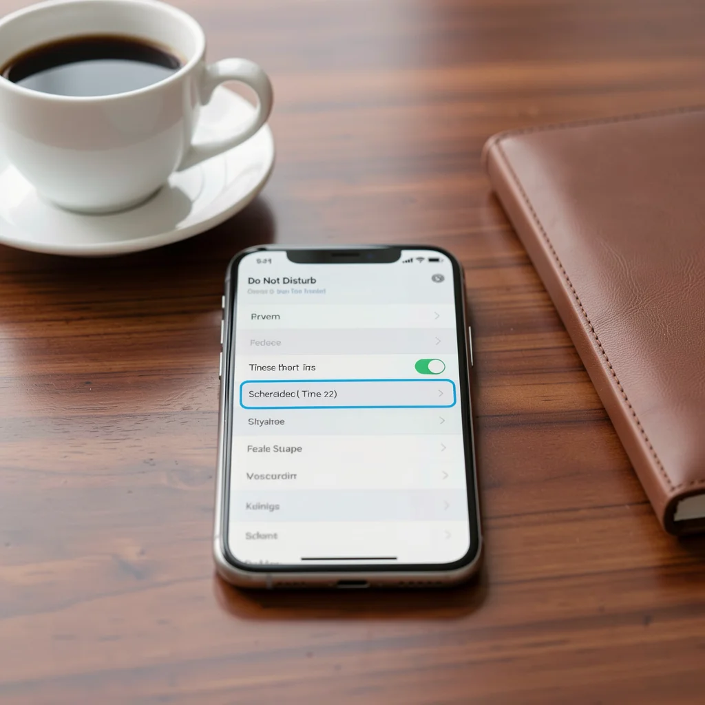 Smartphone exibindo tela de configurações do modo Não Perturbe com horários programados