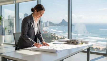 Casas x apartamentos em Santos: qual opção faz mais sentido? Executivo analisa plantas de casa e apartamento em Santos com vista para o mar
