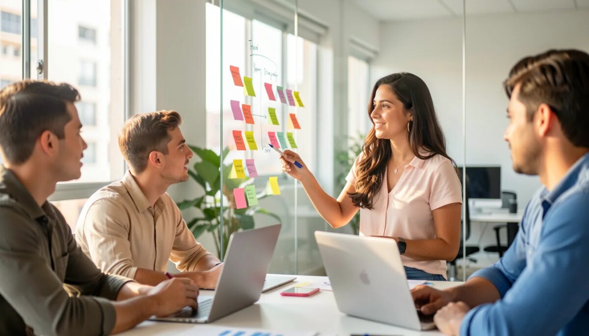 Faculdade de Gestão em Marketing: tudo o que você precisa saber sobre o curso Jovens profissionais de marketing planejando estratégia em escritório moderno e iluminado